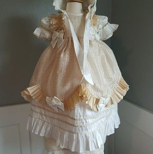 Royal Antique beige girls babtism dress